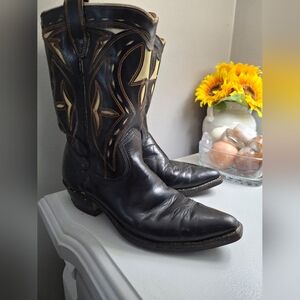 Acme Vintage Cowboy Boots Vintage 1940s Inlay Leather Great Condition